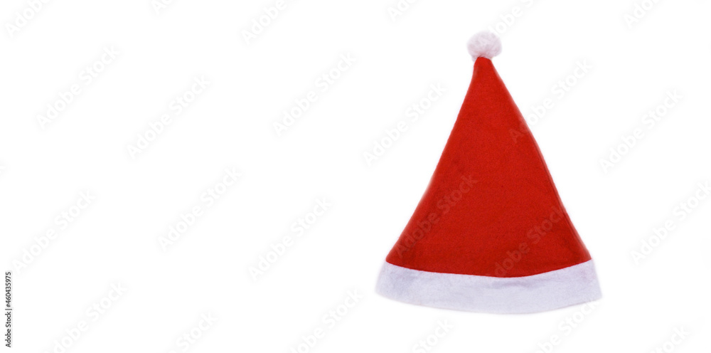 Red santa claus hat isolated on white background with place for text. Red santa claus hat isolated on white background with place for text.