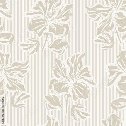 Floral Seamless Pattern with striped textures