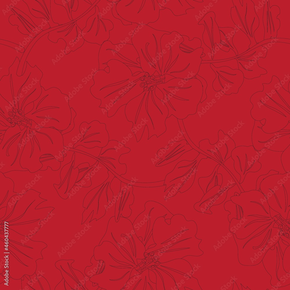 Fototapeta premium Outlined Floral Seamless Pattern Design
