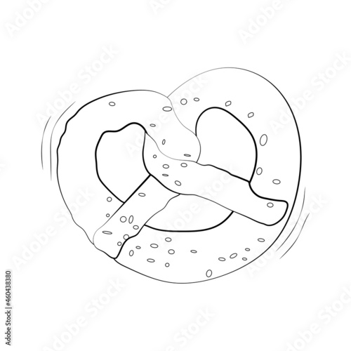 Soft pretzel twisted knot bread with salt line art vector icon for apps and websites, vector