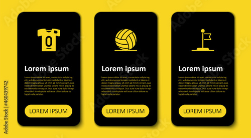 Set Flag, Volleyball ball and Football jersey and t-shirt. Business infographic template. Vector