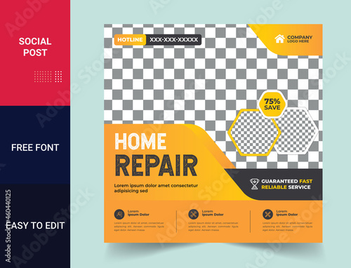 Handyman home repair flyer social media post & web banner design template 
