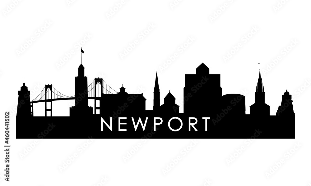 Newport skyline silhouette. Black Newport city design isolated on white background.
