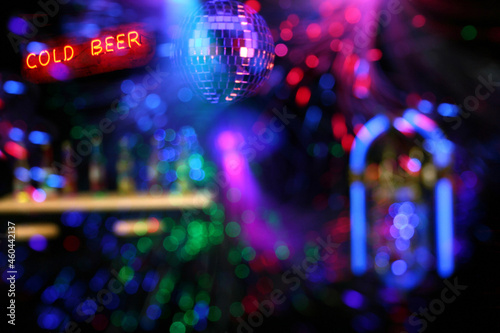 Jukebox in Bar with Disco Ball and Bokeh © LMPark Photos
