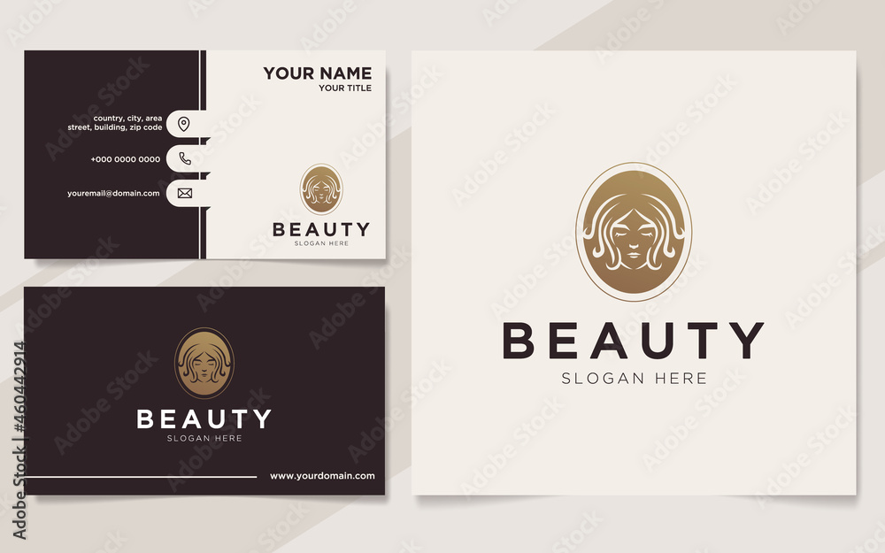 Obraz premium Luxury beauty women logo and business card template