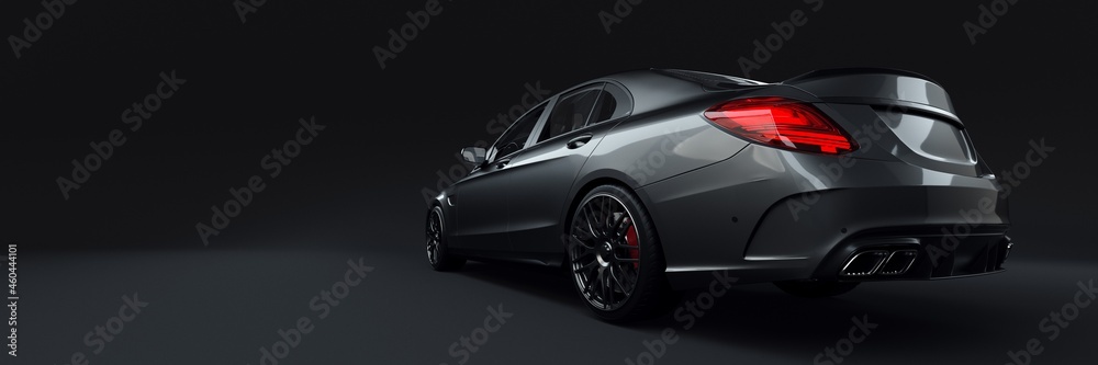 Elegant dark metallic generic vehicle. Studio photo banner. Elegant dark metallic generic vehicle. Studio photo banner.