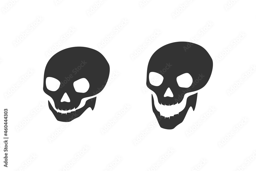 Black Skull Set Icon Sign Flat Illustration on White Background Black Skull Set Icon Sign Flat Illustration on White Background