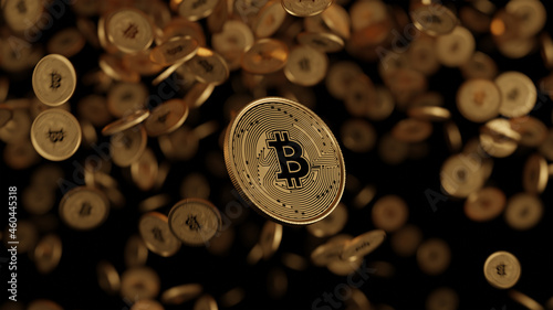 Bitcoin moneta w tle spadają kryptowaluty photo