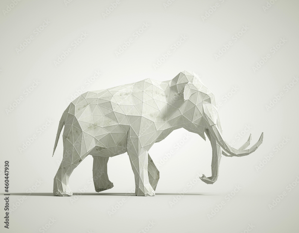 Fototapeta premium Low poly white elephant