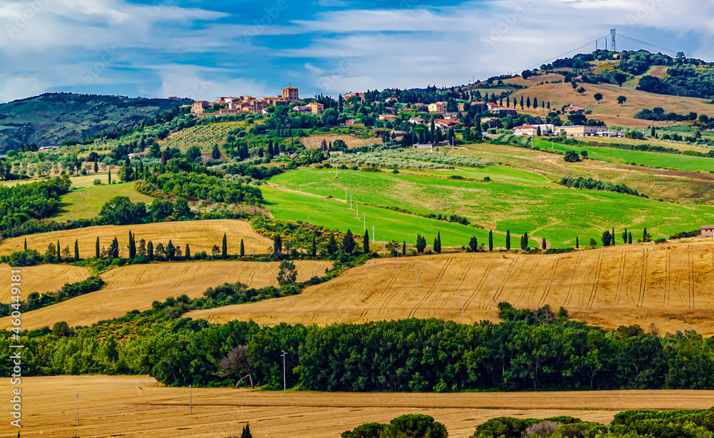 Scenic Tuscany landscape with rolling hills. Italy.