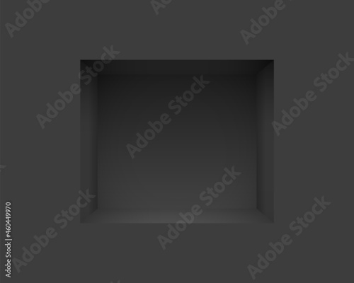 Black shelf niche in wall mockup template