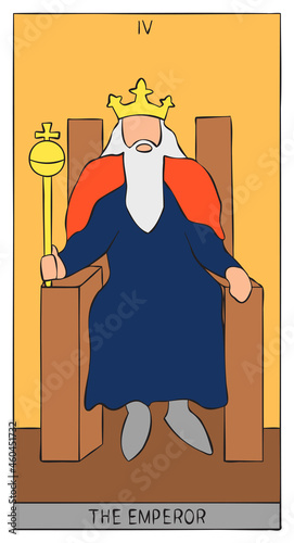 The image of the emperor of tarot card. Design of image of tarot card with emperor. Vector illustration. photo