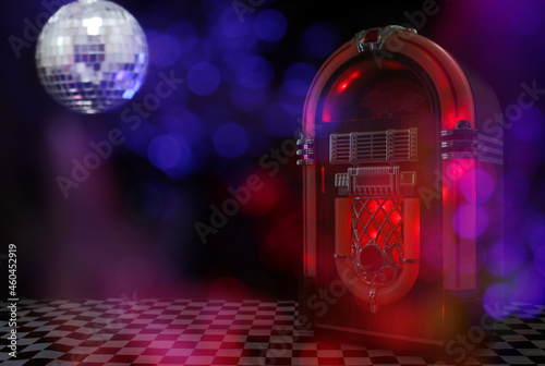 Jukebox in Bar with Disco Ball and Bokeh