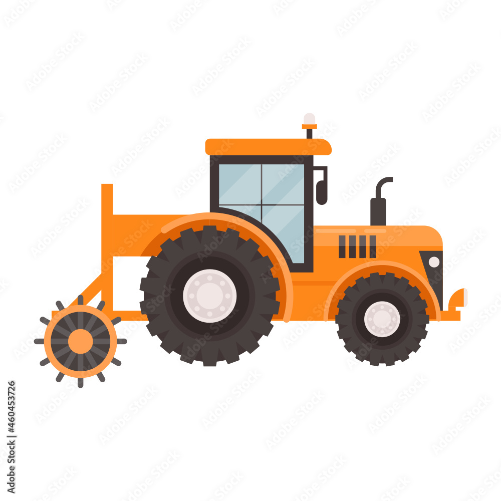 Tractor Mounted Rotary Tillers Concept Vector Icon Design, Agricultural machinery Symbol, Industrial agriculture Vehicles Sign, Farming equipment Stock illustration