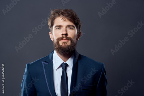 The man in a suit emotions hand gestures isolated background