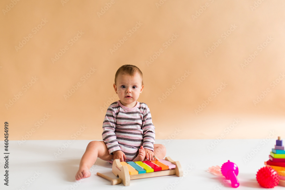little child playing with toys. Education and learn game concept with copy space. little child playing with toys. Education and learn game concept with copy space.