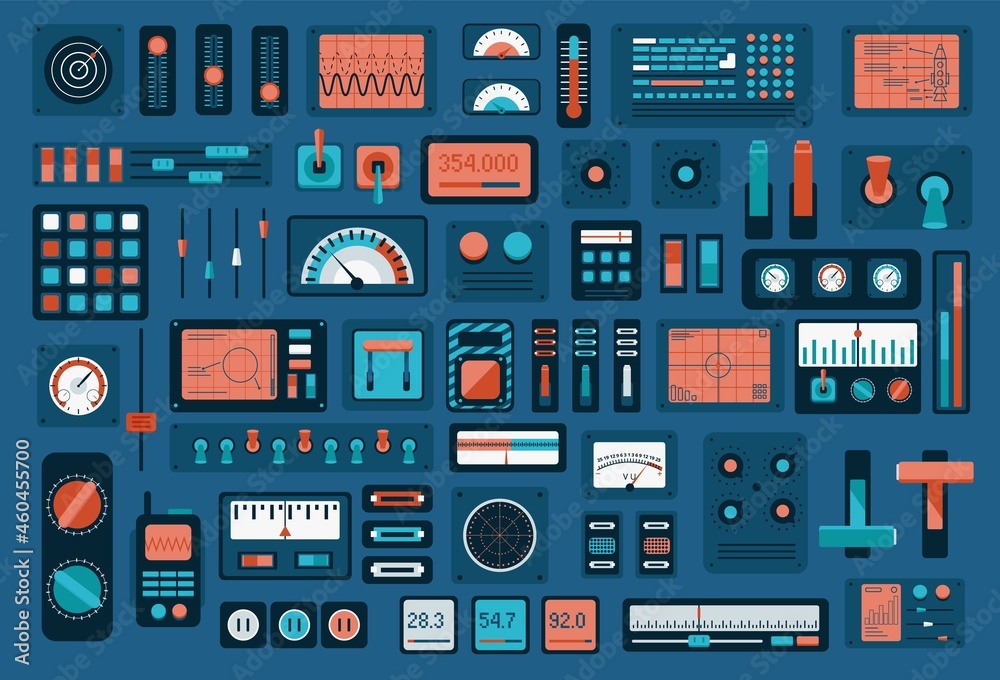 Gauges and sensors collection. Relays and switches for technical equipment and machines dashboard indicators for modern vector transport. Gauges and sensors collection. Relays and switches for technical equipment and machines dashboard indicators for modern vector transport.