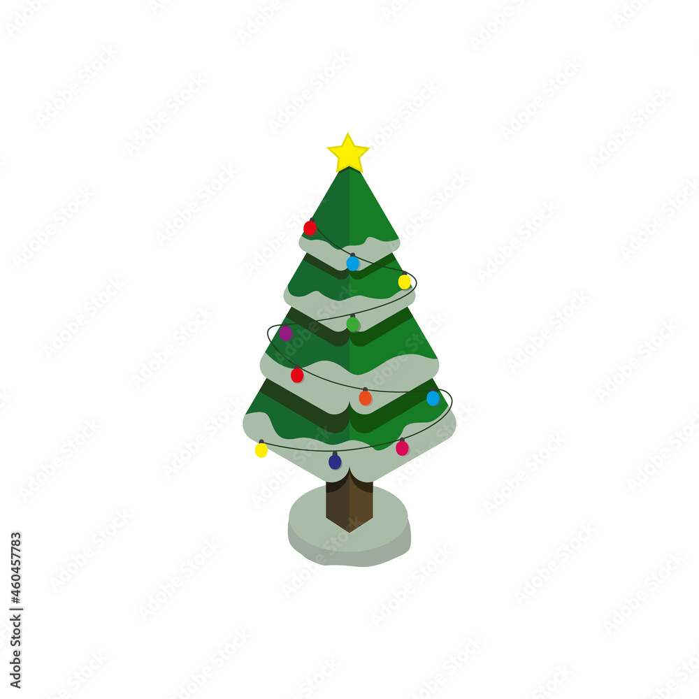 Isometric Christmas trees isolated on white background. Isometric Christmas trees isolated on white background.