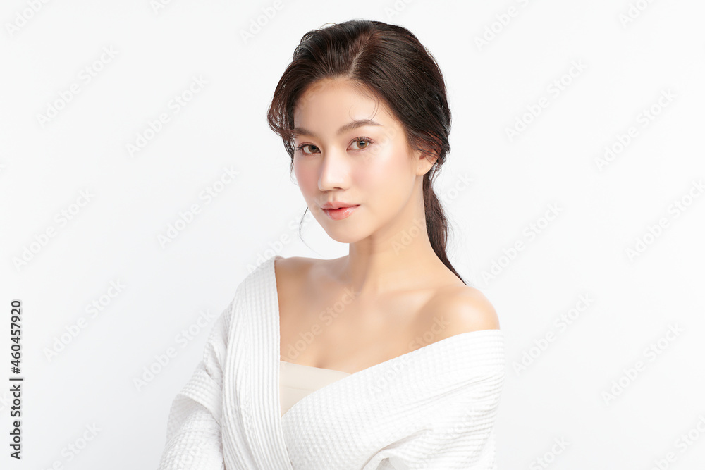 Beautiful young asian woman with clean fresh skin on white background, Face care, Facial treatment, Cosmetology, beauty and spa, Asian women portrait. Beautiful young asian woman with clean fresh skin on white background, Face care, Facial treatment, Cosmetology, beauty and spa, Asian women portrait.