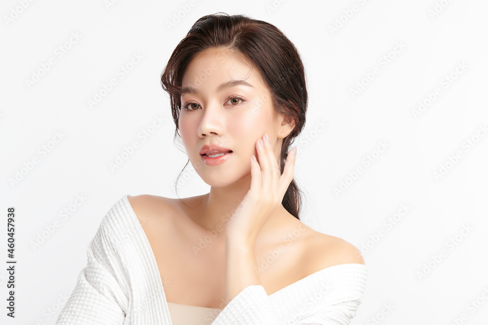 Beautiful young asian woman with clean fresh skin on white background, Face care, Facial treatment, Cosmetology, beauty and spa, Asian women portrait. Beautiful young asian woman with clean fresh skin on white background, Face care, Facial treatment, Cosmetology, beauty and spa, Asian women portrait.