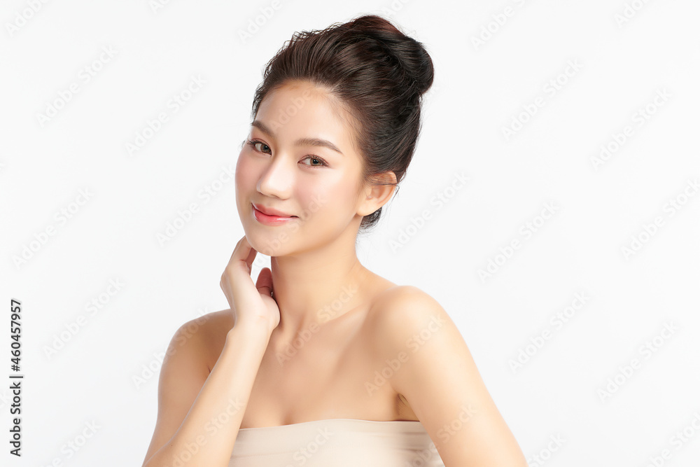Beautiful young asian woman with clean fresh skin on white background, Face care, Facial treatment, Cosmetology, beauty and spa, Asian women portrait. Beautiful young asian woman with clean fresh skin on white background, Face care, Facial treatment, Cosmetology, beauty and spa, Asian women portrait.