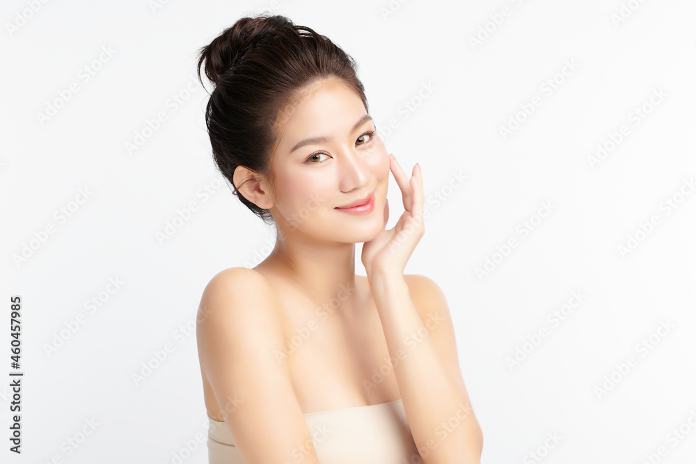Beautiful young asian woman with clean fresh skin on white background, Face care, Facial treatment, Cosmetology, beauty and spa, Asian women portrait. Beautiful young asian woman with clean fresh skin on white background, Face care, Facial treatment, Cosmetology, beauty and spa, Asian women portrait.