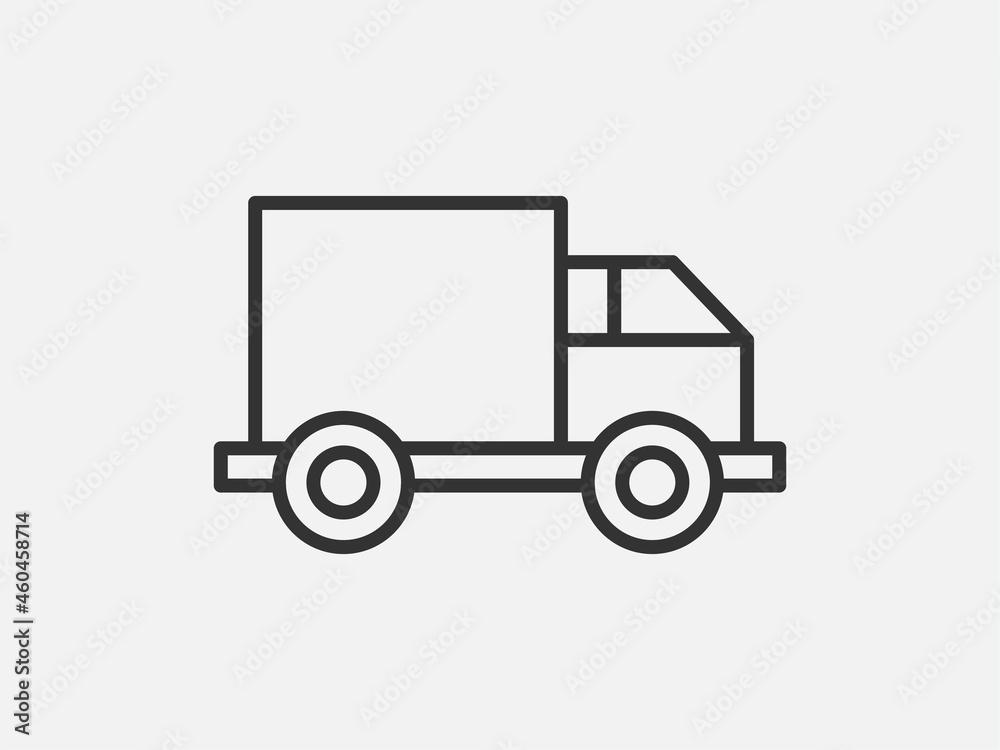 Truck toy icon on white background. Line style vector illustration. Truck toy icon on white background. Line style vector illustration.