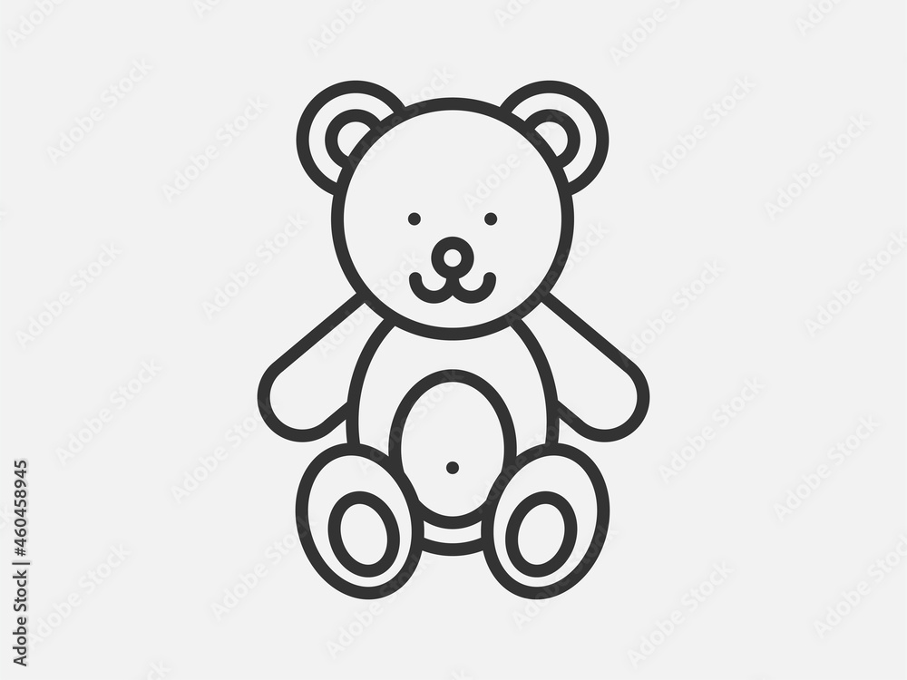 Teddy bear toy icon on white background. Line style vector illustration. Teddy bear toy icon on white background. Line style vector illustration.