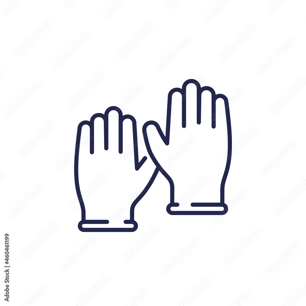 gloves icon on white, line vector