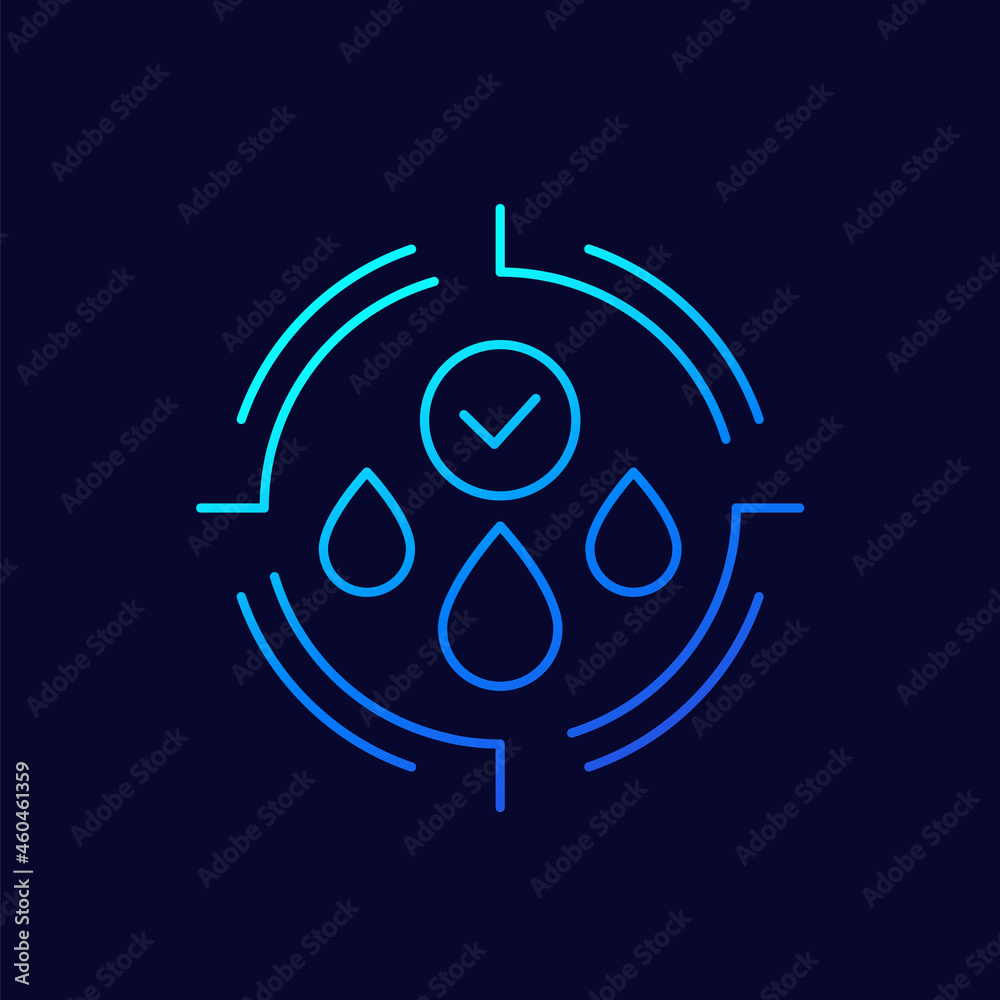 Water check icon, linear vector Water check icon, linear vector