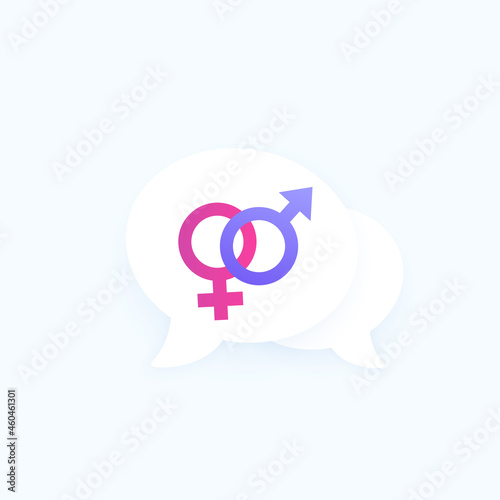 Sex education vector icon, talk about sex, chat logo