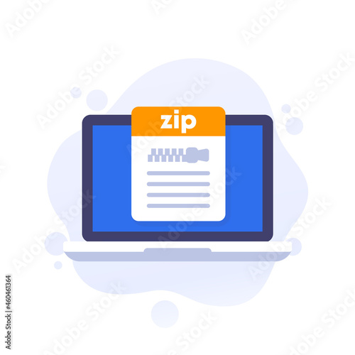 Zip file in computer vector icon