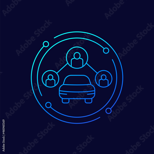 carsharing icon, people and a car line vector