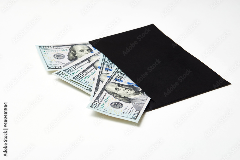 Black Envelope with money, csloe-up Black Envelope with money, csloe-up