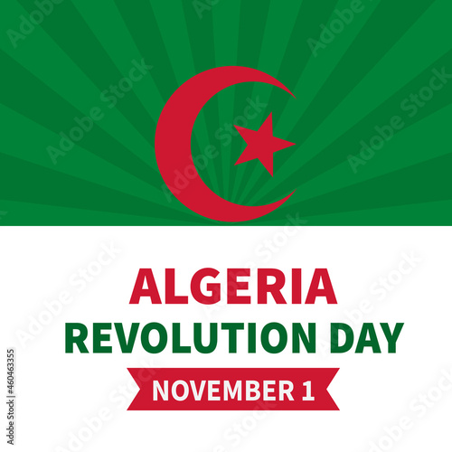 Algeria Revolution Day typography poster. National holiday celebrate on November 1. Easy to edit vector template for banner, flyer, sticker, greeting card, postcard, etc.