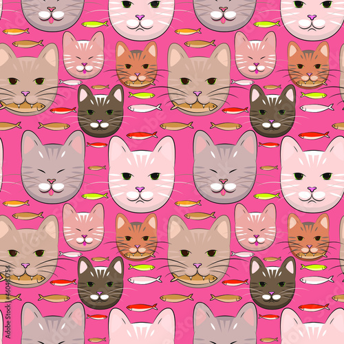 Vector pattern fur seals. Cat pet icon. For printing on fabric.