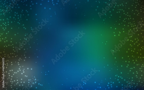 Dark Blue, Green vector pattern with night sky stars.