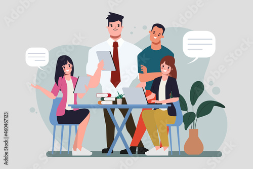 Brainstorming teamwork character. Business people teamwork office character.