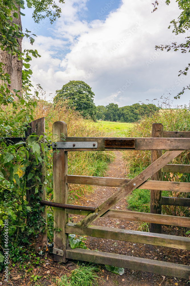 Fototapeta premium Gate to public footpath across field