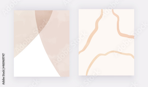Boho nude hand painting watercolor wall art prints with shapes and lines. 

