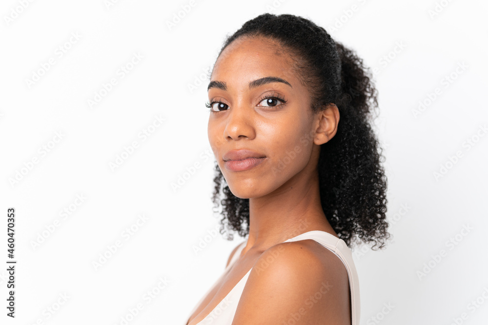 Young African American woman isolated on white background Young African American woman isolated on white background