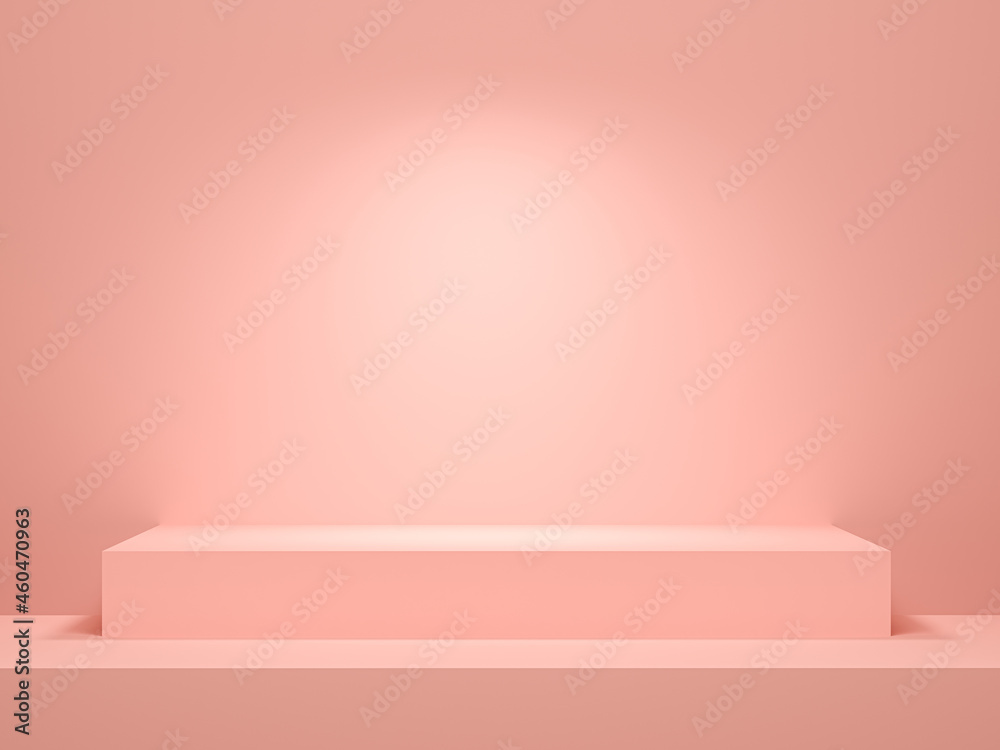 Obraz premium Concept empty illuminated showcase shelf 3D rendering