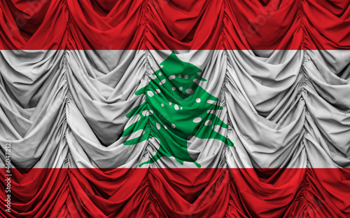 Flag of Lebanon on wavy cloth. 3D illustration