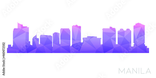 Manila  Metro Manila  Philippines Low Poly Skyline Clip Art City Design. Geometric Polygon Graphic Horizon Icon. Vector Illustration Symbol.