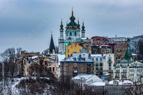 Winter St. Andrew's Church in Kiev