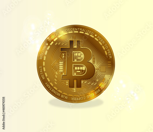 Bitcoin Gold. Gold bitcoin coin Cryptocurrency symbol. Image of a coin on a light background.