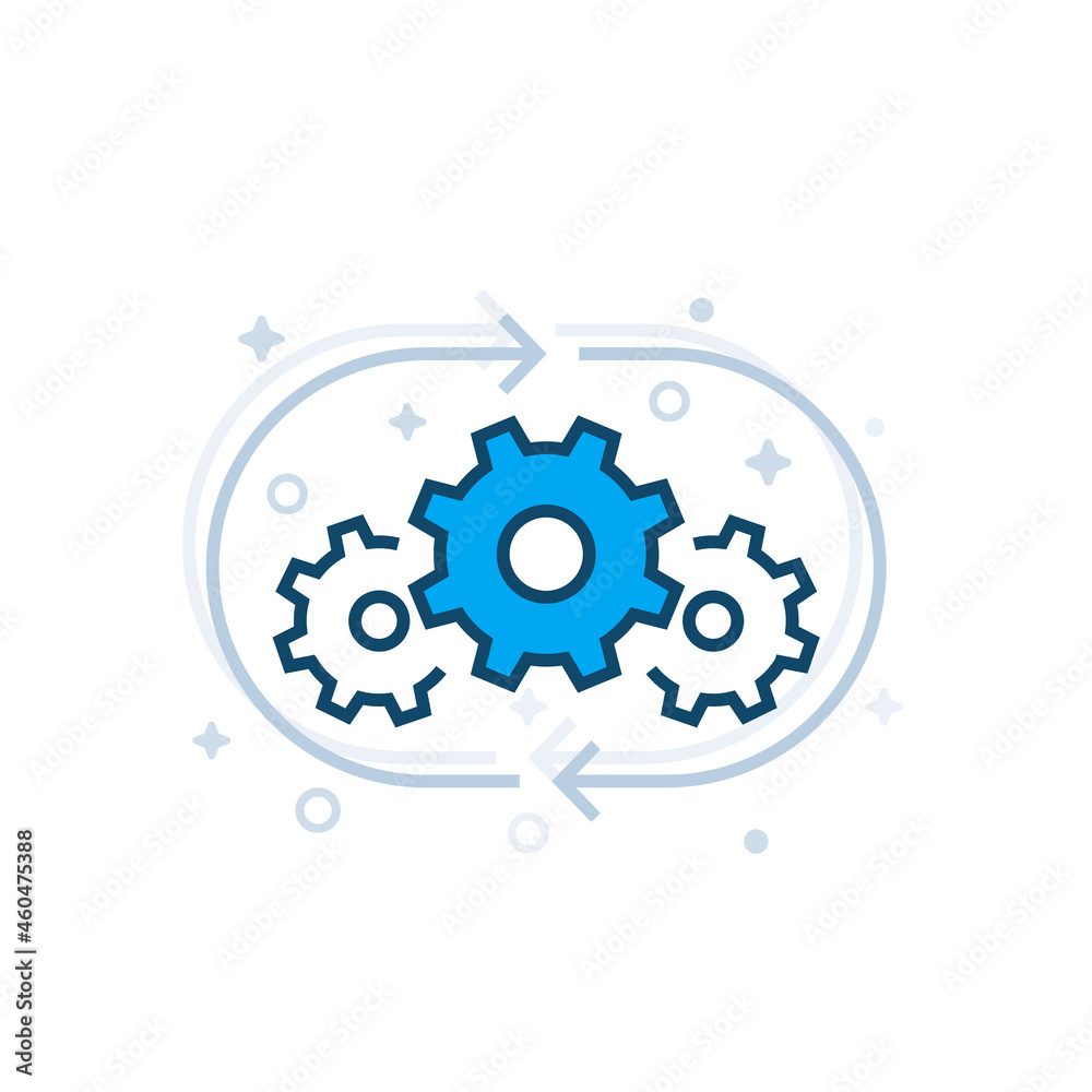 optimization process, operations vector line icon