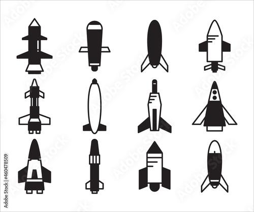 missile and rocket icons vector set