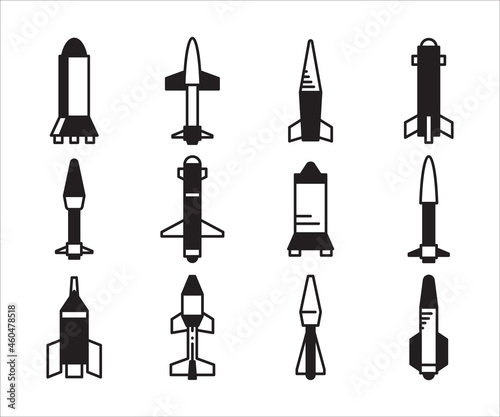missile and rocket icons vector set