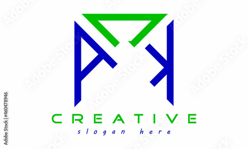 geometric ACK rectangle triangle polygon letters logo design vector, business logo, icon shape logo, stylish logo vector template